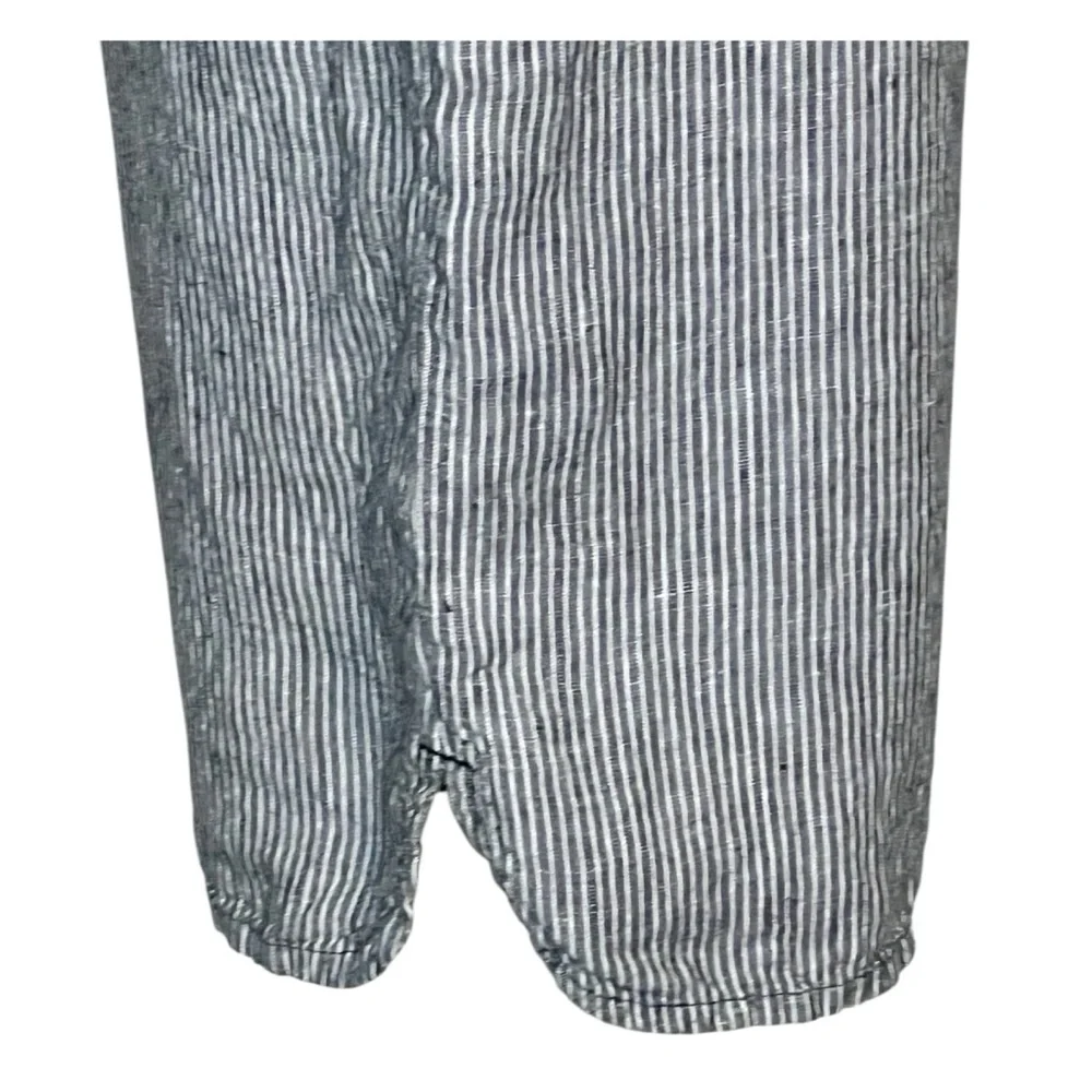 Coldwater Creek grey stripe linen capri pants with pockets size L petite